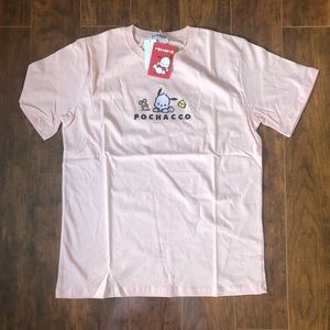 NWT Sanrio Pochacco embroidered t-shirt in Pink, size Large